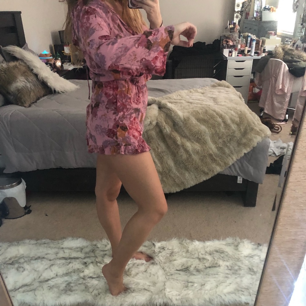 Pink floral romper